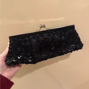 Y2K‎ Elegant Black Beaded Clutch